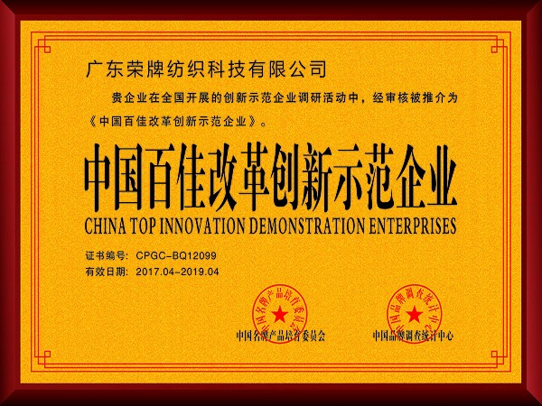 中國(guó)百佳改革創(chuàng)新示范企業(yè)